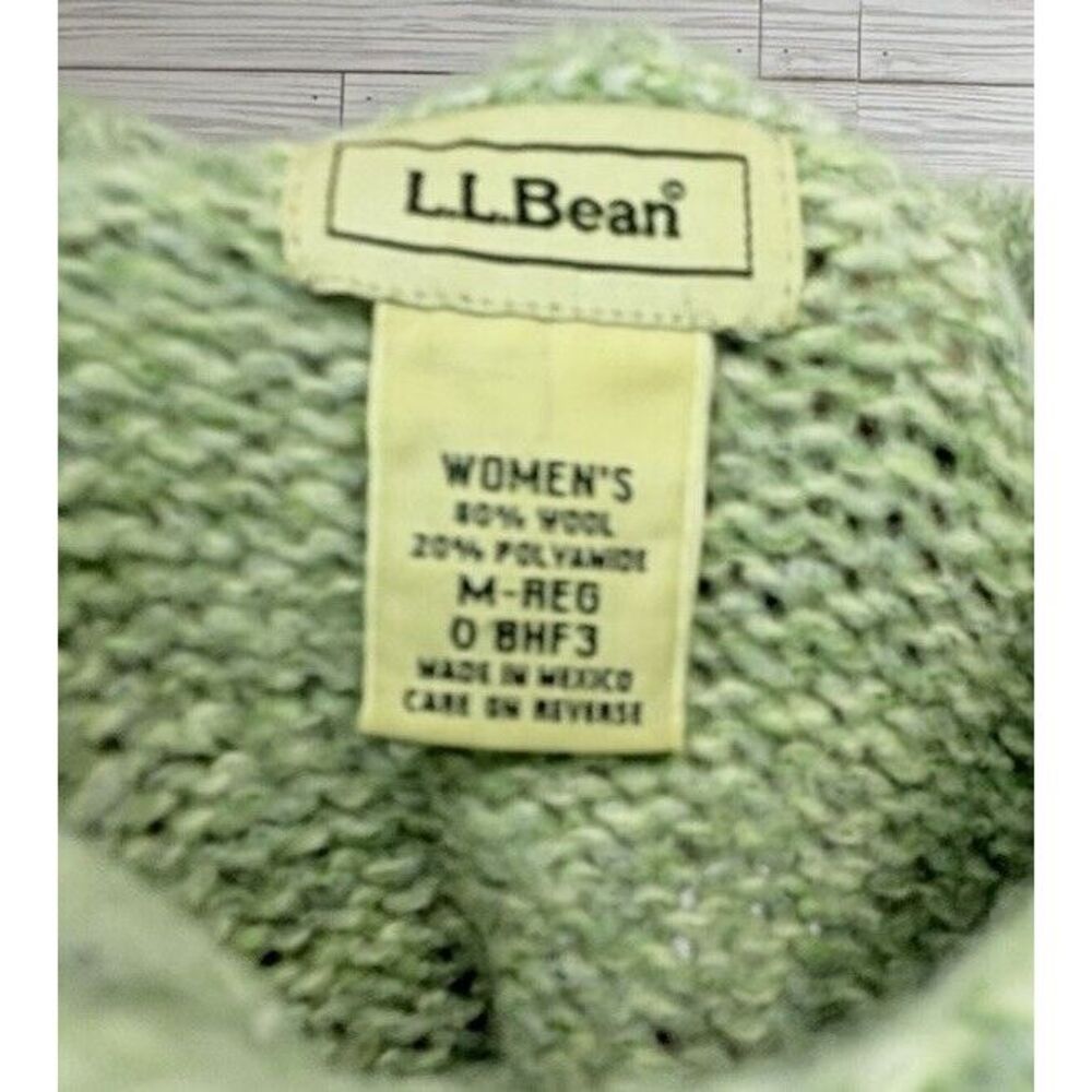 L.L.Bean Women's Chunky Wool Blend Turtleneck Pullover Sweater Size Medium Green - Picture 4 of 7